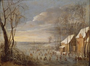 スケートシーン、または雪の効果 作： Robert van den Hoecke